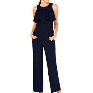 NWT VINCE CAMUTO NAVY BLUE 💙 RUFFLE BODICE BODYSUIT SZ 10 BEAUTIFUL 💦